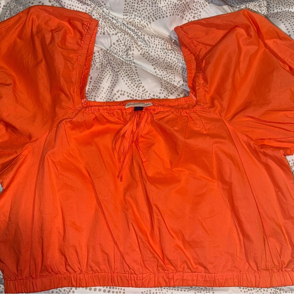 Universal Thread Orange Puff Sleeve Crop Top